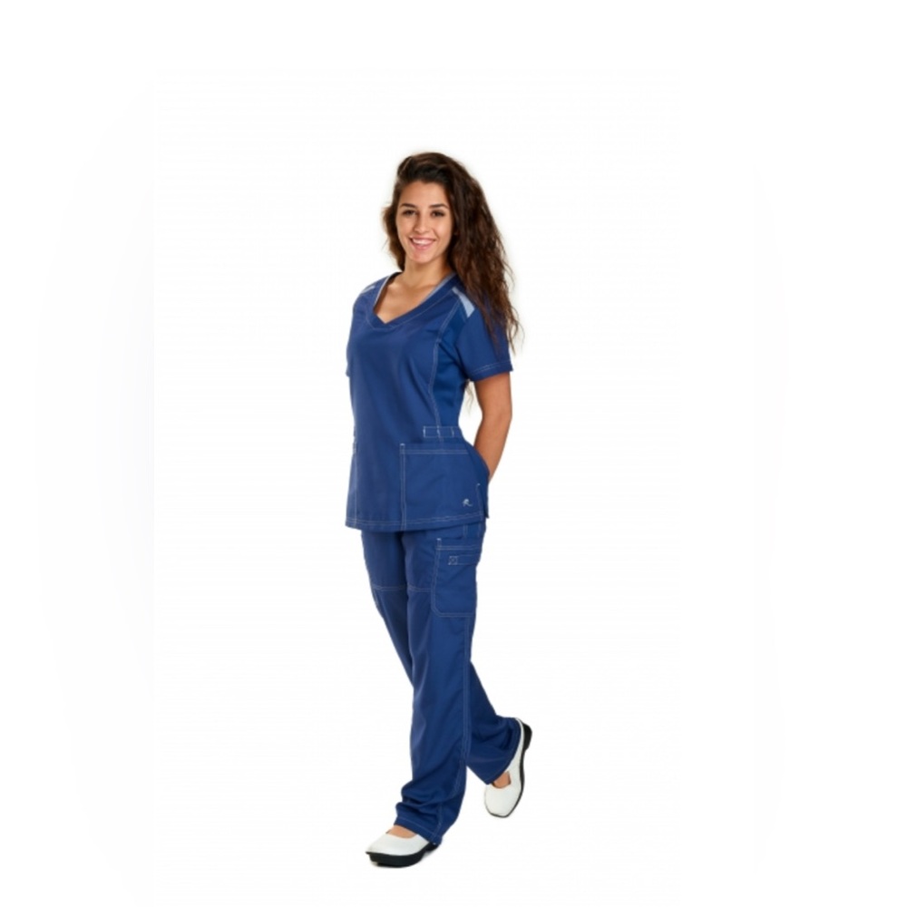 La Reina V-neck instrument loop blue scrub set size S